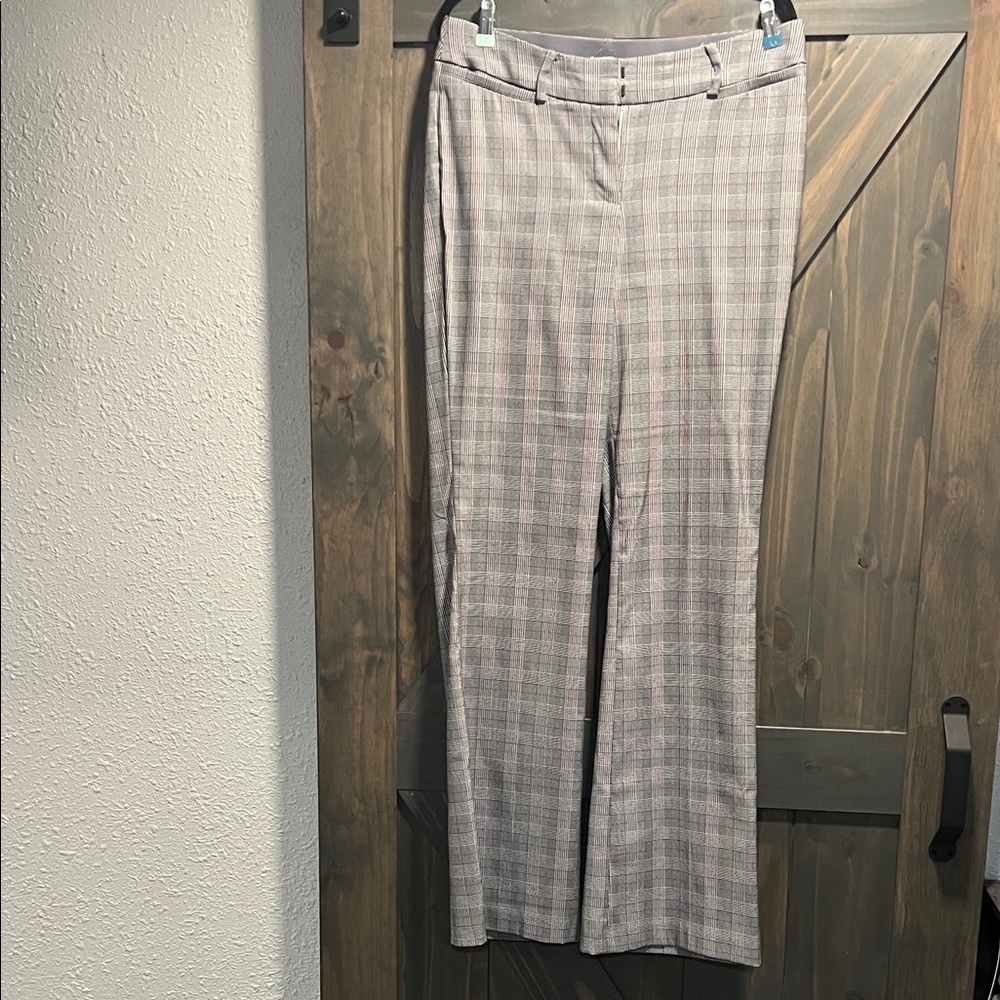 Lane Bryant Tall Plaid Boot Cut Pants - Gray Red and Black.